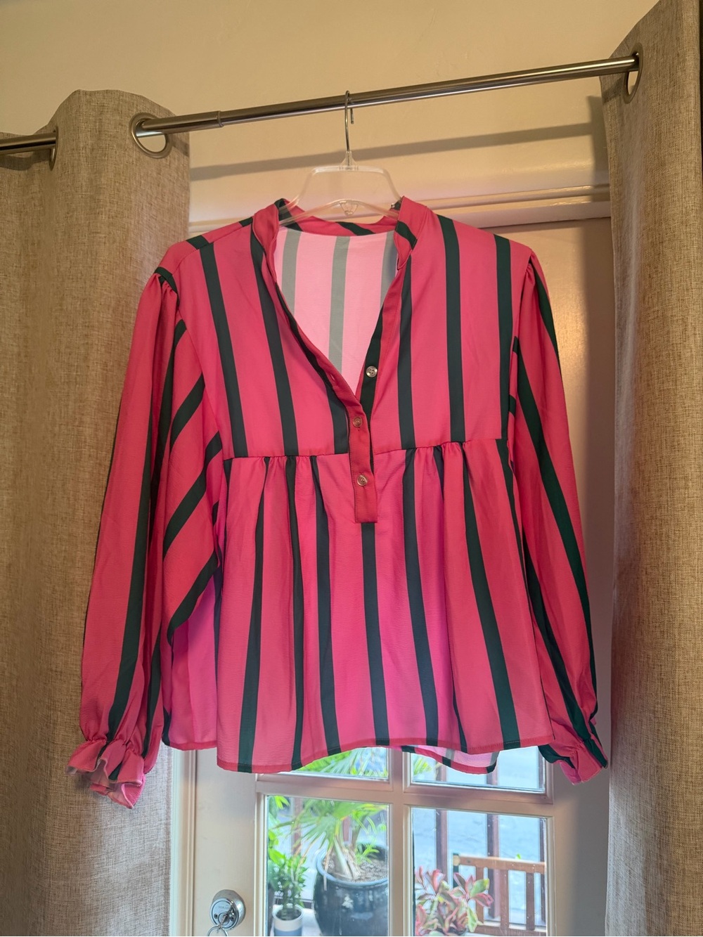 Striped Pink and Dark Green XL Top